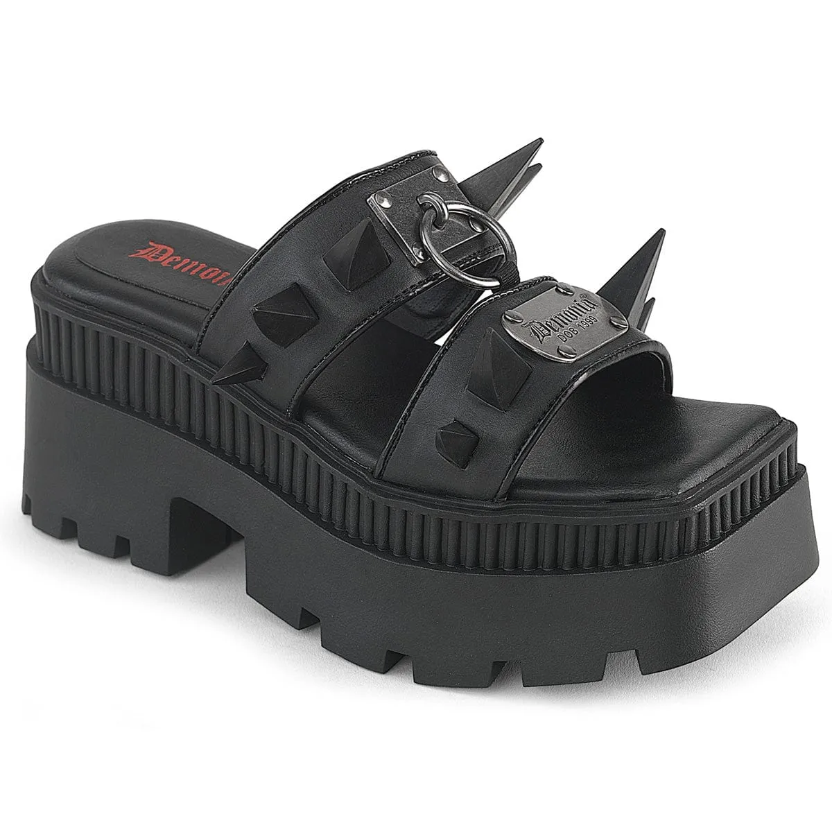 WRATH-13 Black Vegan Leather Sandals Wind Block