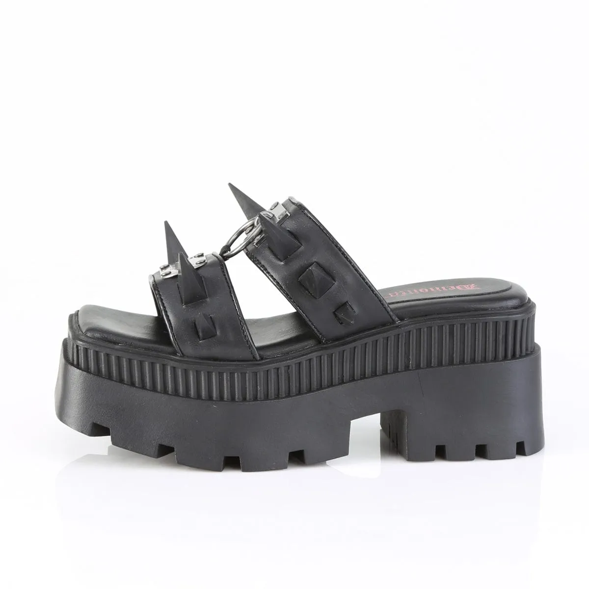 WRATH-13 Black Vegan Leather Sandals Skin Soft Bright Gold