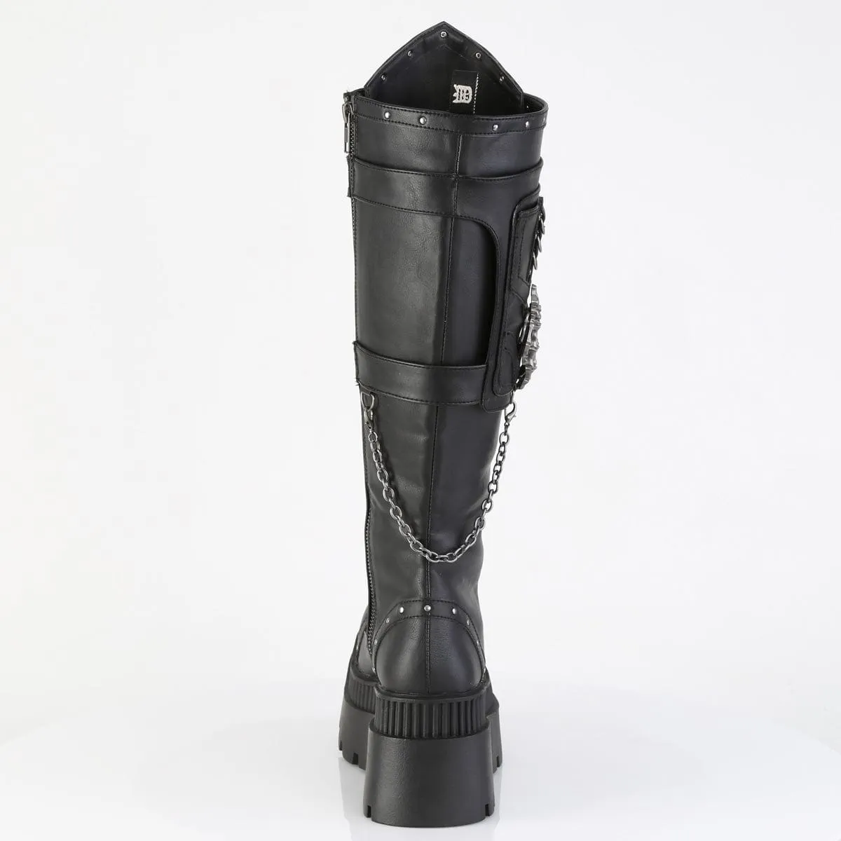 Easy To Clean WRATH-205 Black Vegan Leather Knee High Boots