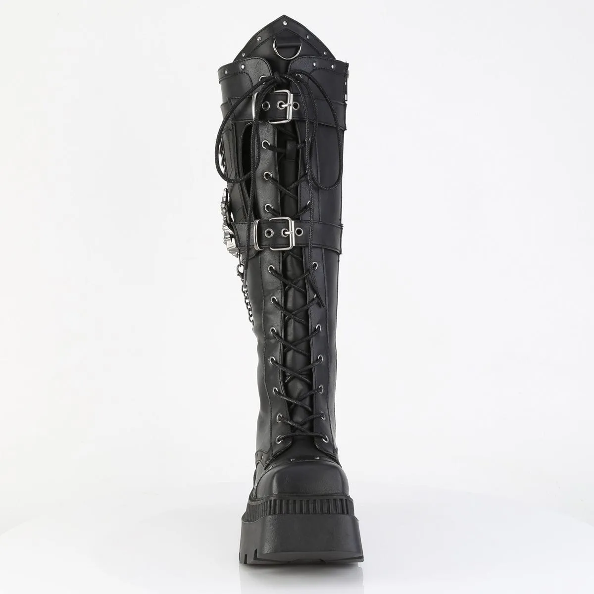 Contoured Footbed WRATH-205 Black Vegan Leather Knee High Boots