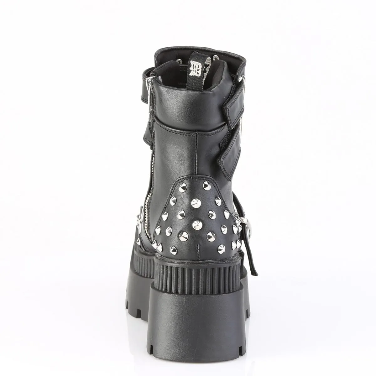 WRATH-58 Black Vegan Leather Ankle Boots Street Style