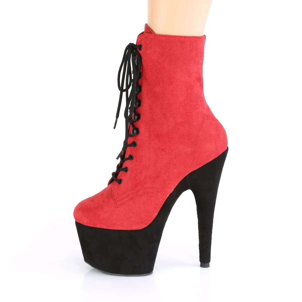 Functional Build Minimalist Style ADORE-1020FSTT Red Faux Suede/Black Faux Suede